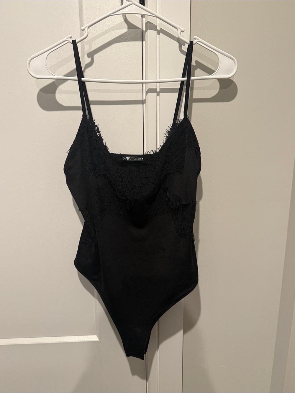 Zara Black Lace-Textured Top
